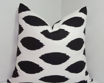 FALL is COMING SALE Black & White Ikat Chipper Decorative Pillow Cover Black Ikat Print Throw Pillow Cover All Sizes