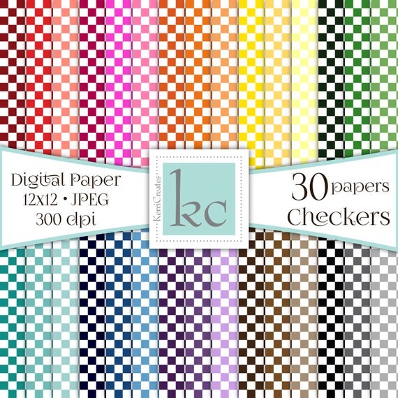 Checkers Scrapbook Paper 30 pack 12x12 Pages JPEG 300dpi