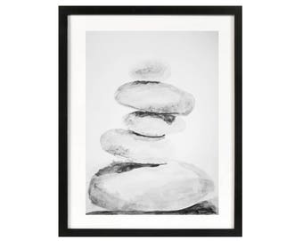 Zen beach rocks art, balancing rocks life style, meditation yoga art, seascape home decor nautical, stacked rocks simple minimalist decor