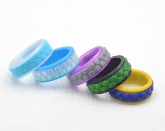Spinner Fidget ring, Honeycomb Pattern - 3D printed, Customizable.