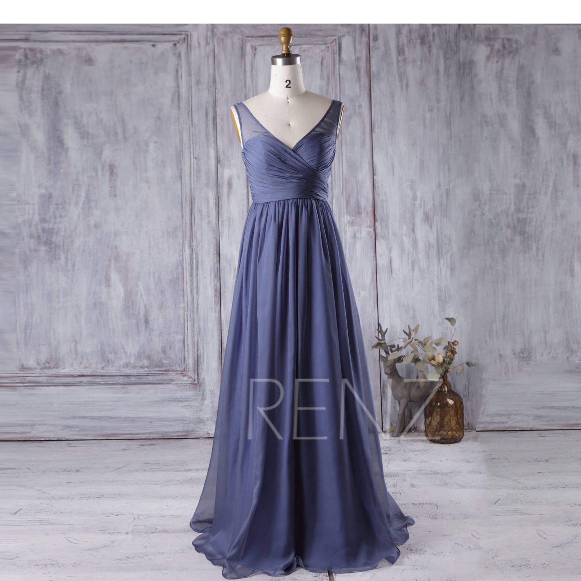 steel blue gown
