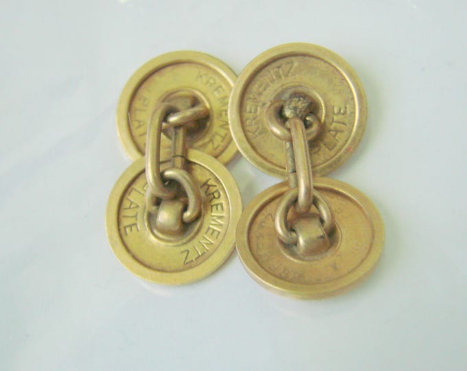 Art Deco Krementz Engraved Gold Plate Cuff Links / Wedding / Designer Signed / Mens Jewelry / Suit Accessories / Antique Cuff Links