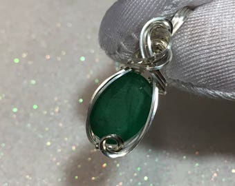 Emerald Pendant - Green - Sterling Silver Argentium - w/ necklace 6ct