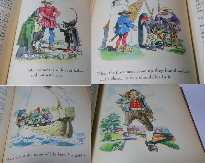 FREE SHIPPING Grimms' Fairy Tales Illustrated by Fritz Kredel, 1945 first edition thus, Grosset Dunlap, full color illustrations clean tight