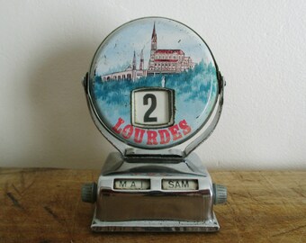 Vintage french perpetual calendar LOURDES, 1960, Calendrier perpétuel, Office, Industrial home decor, Antique, Mid century, France