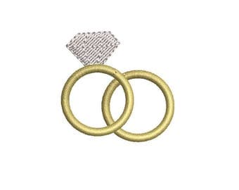 Mini Wedding Rings Machine Embroidery Design - Instant Download