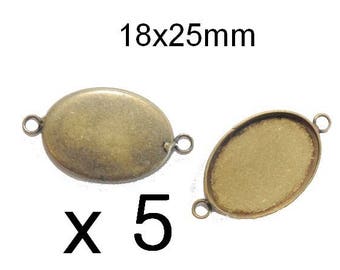 5 connectors 18x25mm bronze cabobochon