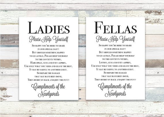 Wedding Bathroom Signs Wedding Printables Bathroom Basket