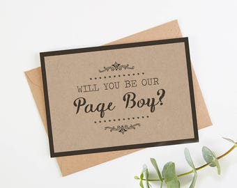 Will You Be Our Page Boy Card - Kraft Rustic