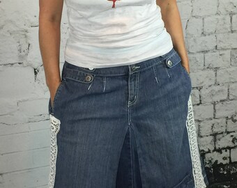 Boho Clothing, Long Denim Skirt, Denim Maxi Skirt, Denim Skirt, Bohemian Clothing, Upcycled Clothing, Long Skirt Boho, Denim Long Skirt
