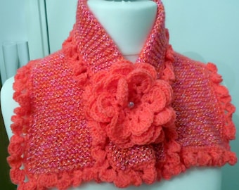 Fait main - Col Echarpe en Mohair chiné - MIRANDA tricoté à la main - pour femme