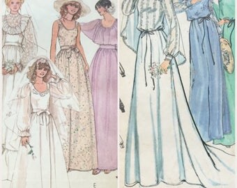 Vintage wedding dress pattern lot McCalls 6405 Butterick 6514