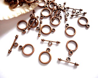 10 Antique Copper Toggle Clasps - 16-ST-3A