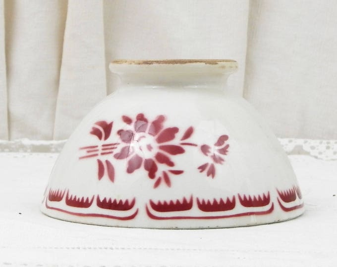 Antique Red and White Farmhouse Coffee Bowl from France, French Country Ceramic Café au Lait Bowl, Cottage Kitchen Latte Bowl Antique Red and White Farmhouse Coffee Bowl from France, French Country Ceramic Café au Lait Bowl, Cottage Kitchen Latte Bowl