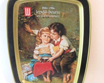 Fall Sale Vintage 1986 100 Year Anniversary Tin Tray from Lu LePetite-Beurre