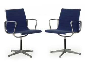 Early Pair of Charles Eames for Herman Miller EA108 Office Swivel Chairs c. 1960s