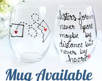 Sisters Gift- Sister Wine Glass- Hand Painted Wine Glass - Sister Birthday Gift- Personalized Gift- Custom Wine Glass, Mother Day Gift