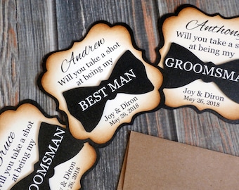 Groomsman Proposal Card / Suit Up. Your serviCe is required as / Will you take a shot at being my / Best Man / Groomsman / Usher