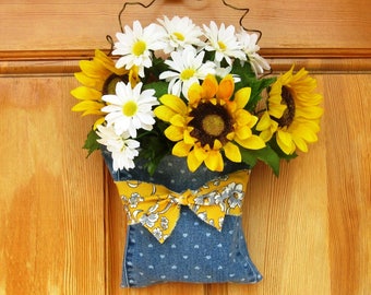Sunflowers and Daisies Floral Arrangement Farmhouse Wall Decor, Front Door Decor