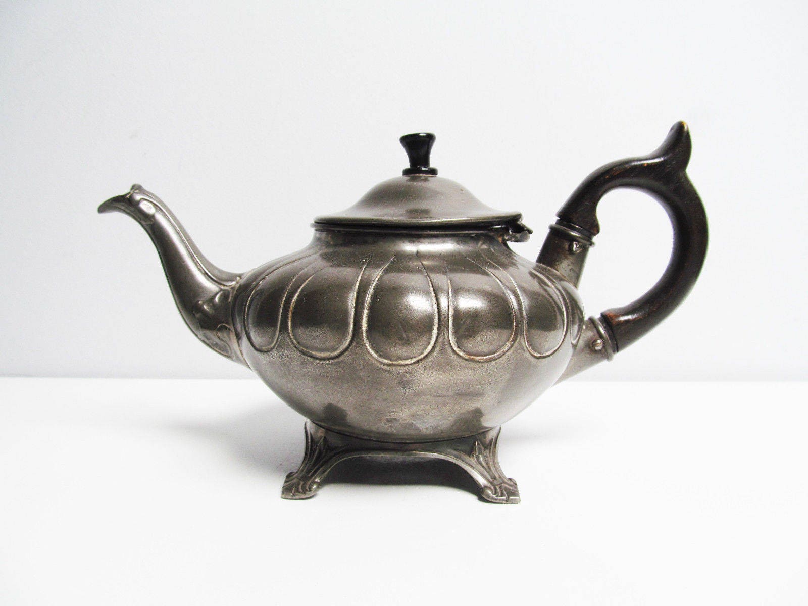 Antique Sheffield victorian pewter teapot England British tea
