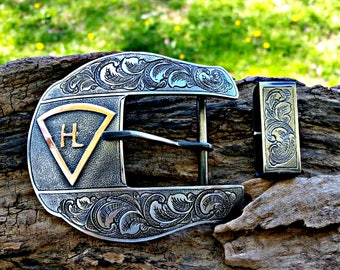 Ranger Belt Buckle, Mens Custom Buckle, Plain Jane, Western Belt Buckle, Personalized, 2 Piece Ranger Set, Engraved Gift, Rodeo, Cowboy Gift