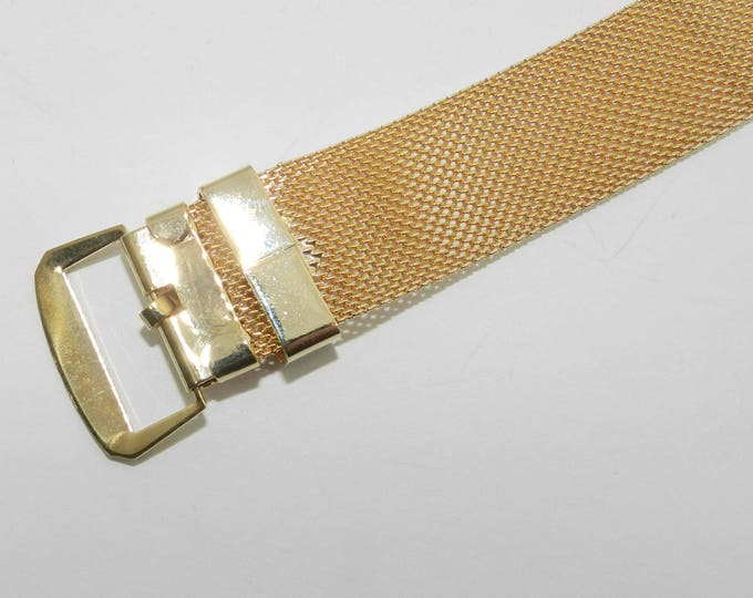 1970's 1980's Collar Choker Necklace Punk Gold Tone Mesh Buckle Collar Choker, Excellent Condition, Gift for Her, Vintage Retro Mod Jewelry
