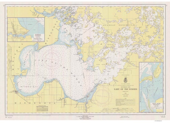 Lake of the Woods 1961 Nautical Map Reprint Minnesota