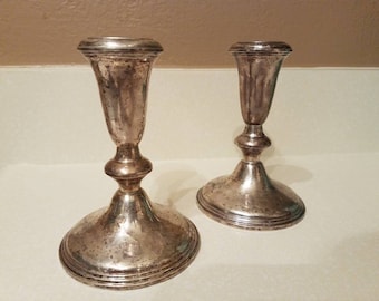 Pair of Vintage Reed & Barton Sterling Silver 422 Candlestick Holders