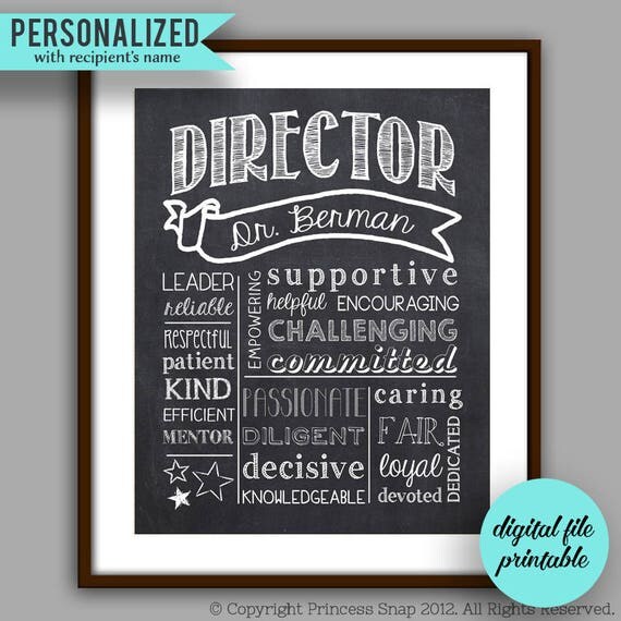 Director Gift Director GIft Chalkboard Printable Principal