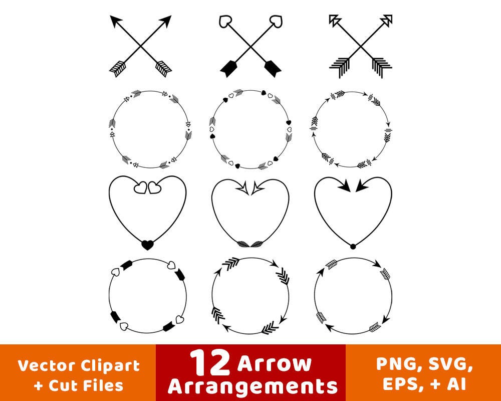 Download 12 Arrows Clipart Arrow Wreath Clipart Rustic Arrow Clipart