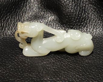 Antique Jade Animal, Nephrite Mythical Beast, Qing Dynasty 1800s
