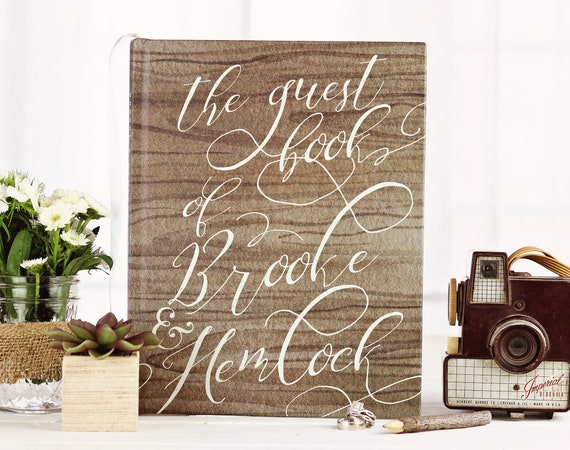 Rustic Wedding Guest Book Script Calligraphy Inspired Wedding