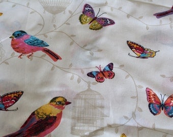Birds and butterflies 70 x 50 cm upholstery fabric