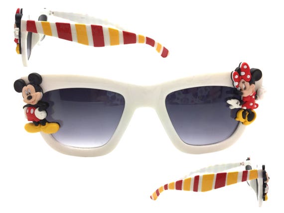 Womens White Disney Embellished Sunglasses with Mickey Mouse