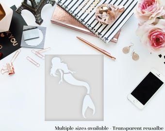 Mermaid Stencil - Mermaid Decor - Mermaid Wall Stencil - Mermaid Party Supplies - Reusable Stencils - Small Stencil - Mermaid Wood Stencil