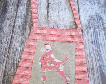 Tote - over the shoulder pink poodle with pocket