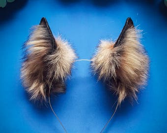Realistic Wolf Ears Anime Cosplay Wolf Kawaii Ears Handmade Coyote Costume Faux Fur Wolf Ears Wolf Children