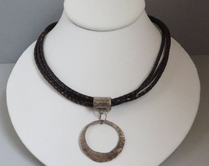 Silpada Sterling Choker - Vintage Sterling Silver and Leather Necklace, Hammered Silver Pendant Necklace, Gift for Her, Gift Box Silpada Sterling Choker - Vintage Sterling Silver and Leather Necklace, Hammered Silver Pendant Necklace, Gift for Her, Gift Box
