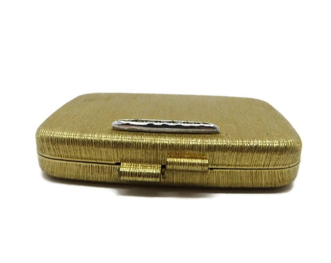 Vintage Compact - Gold Tone Rhinestone Compact, Rectangular Makeup Mirrored Powder Compact
