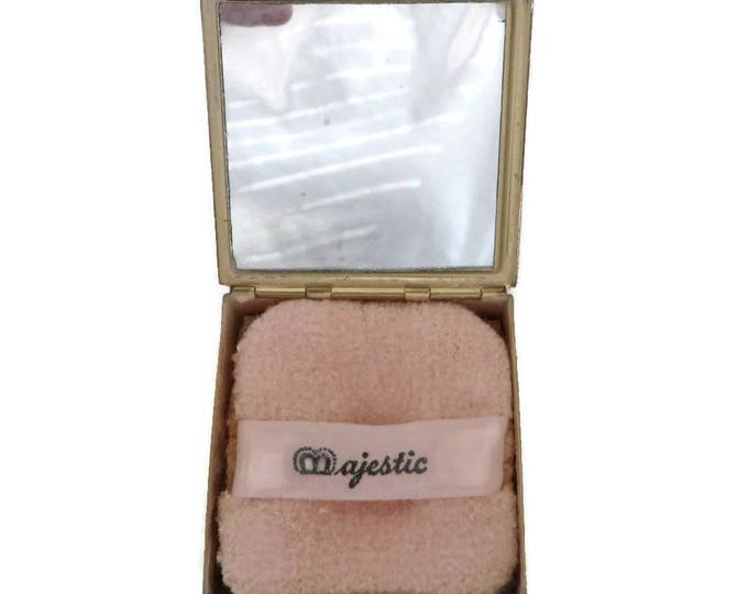 Vintage Majestic USA Compact, 1930s Square Mirrored Powder Compact, Collector's Makeup Case