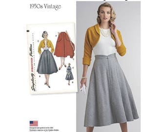 8250, Simplicity, Misses Vintage 1950's Dress, Flared Skirt, Bolero, Shrug, Vintage Style, Retro Style, four-gored, Skirt with Pockets, 50's