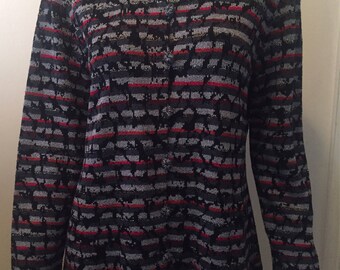 Vintage French Rags sweater jacquard metallic silver gold stunning! Size M