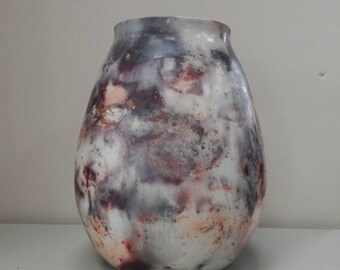 Barrel Pit Fired Medium Multicoloured Stoneware Vase