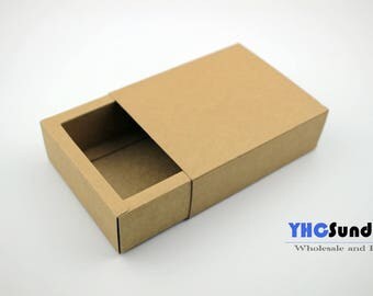 Kraft Paper Box - 4.24"(L) x 3.36"(W) x 1.52"(H) - 350gram Kraft paper slider Box - Kraft Paper Soap Box - Slider Box - Drawer Box - 10pcs