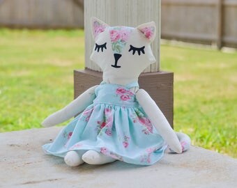 Stuffed Cat - Cat Doll - Fabric Dolls - Fabric Cat Doll - Cloth Doll - Cloth Cat Doll - Plushies - Cat Plushies - Vintage Style Doll