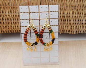 African fabric hoop earrings, kente earrings, african earrings, ankara earrings, anniversary gift, bijoux africains, créole en wax,