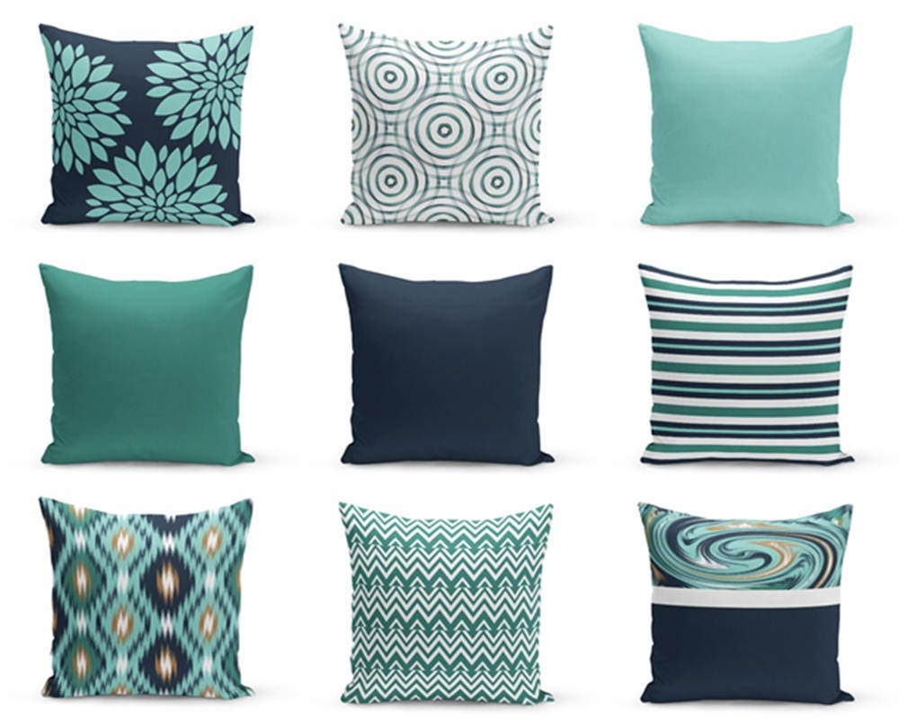 Throw Pillow Covers Navy Teal Pillows Cushion Covers Home