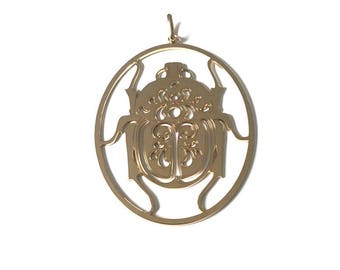 Filigree gold plated scarab pendant