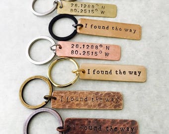 Personalized KEY CHAIN - Customized With Your Wording! Saying, Initials, Date, Roman Numerals, Coordinates, Name - Choice of Metals!