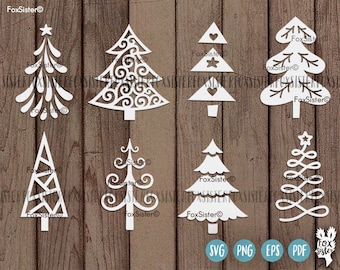 8 Christmas tree svg Bundle SET 2 | 8 svg cut files | Christmas tree cut file svg | New Year svg | Silhouette | vinyl decal Winter | Cricut